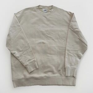 Mate The Label‎ Oversized Organic Cotton Crewneck Embroidered Small Lounge Cream